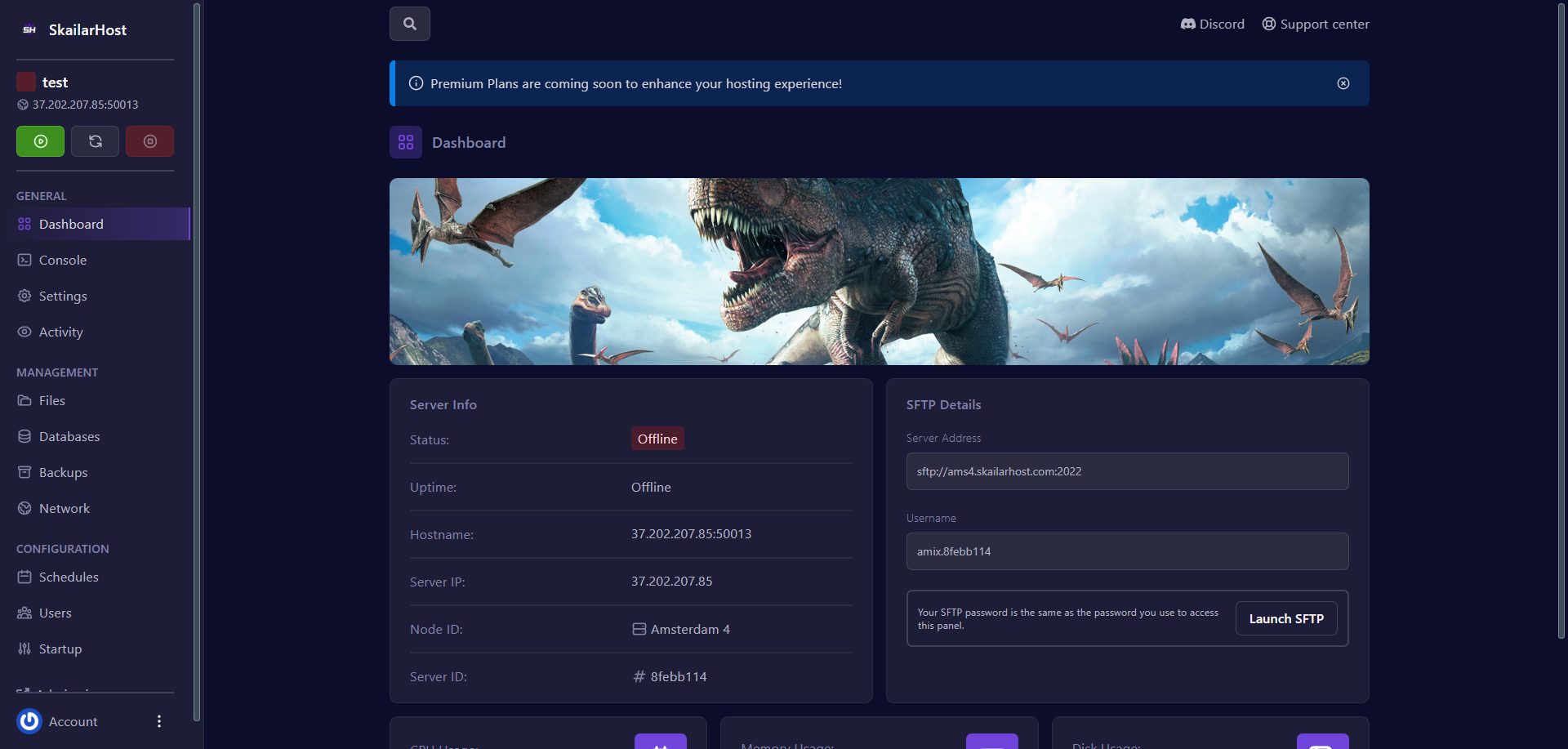 Game Control Panel