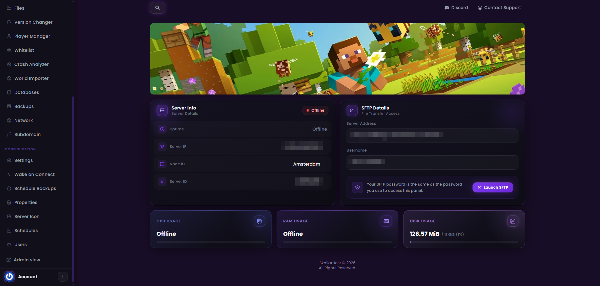 SkailarHost Game Panel